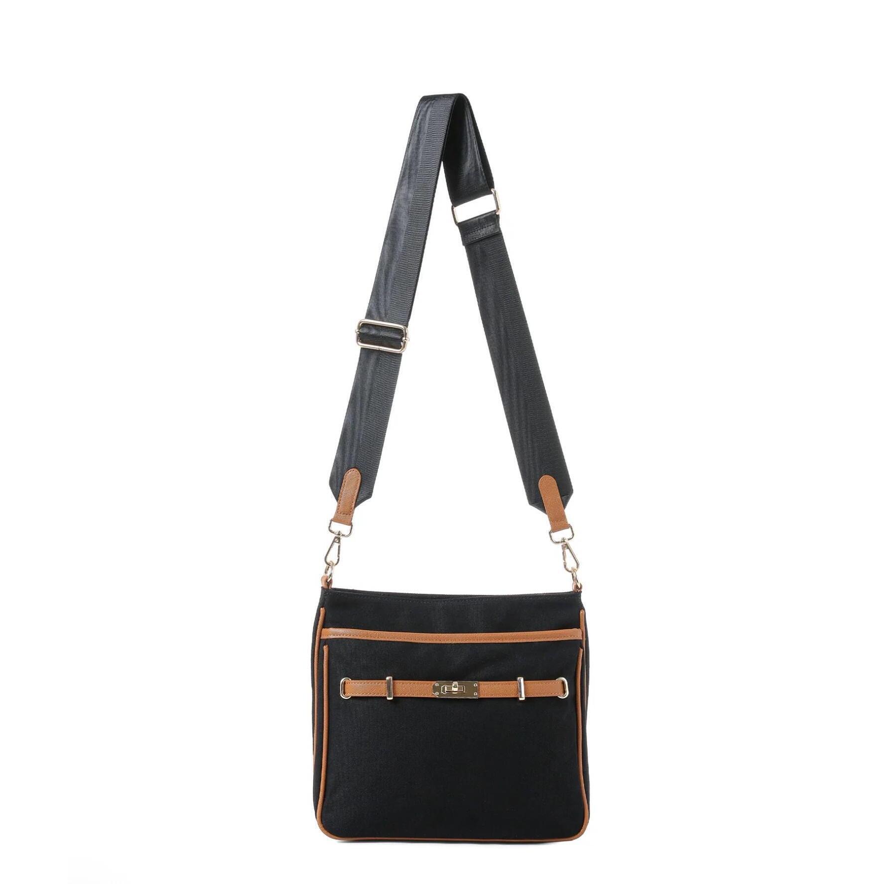 New Haute Shore Women's Kelly Crossbody Bag In Black/Saddle